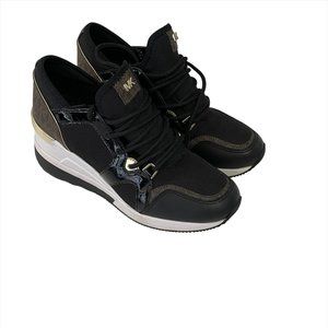 Michael Kors Womens Georgie Trainer 6 Black/Gold